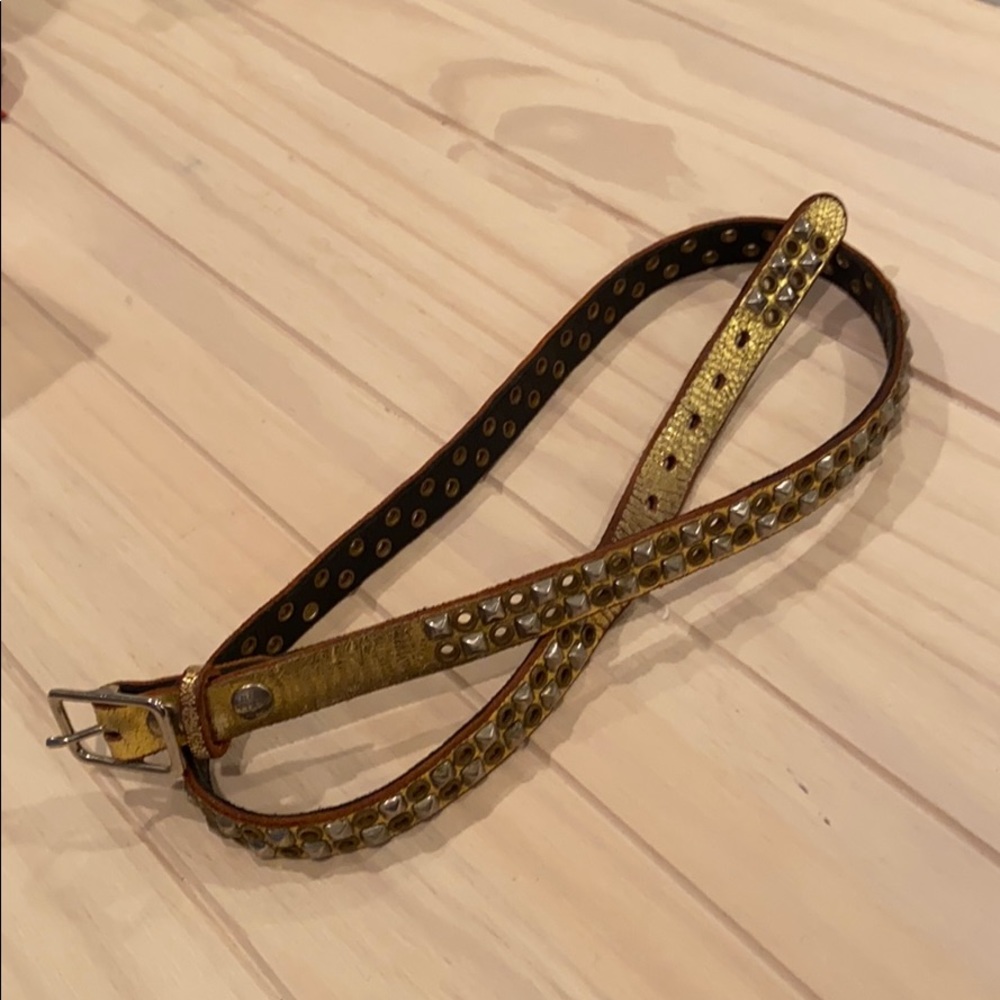 Balthazar Studded Gold Leather Belt - fr Barney’s